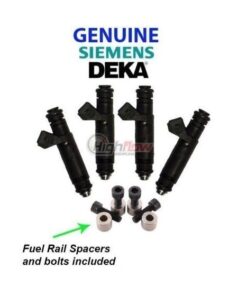 GENUINE SIEMENS DEKA 60LB 630cc Fuel Injectors 107961 VW Audi Bosch 1.8T AGU [4]  + Spacer Kit
