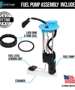 quantum oem replacement fuel pump assembly w/ lock ring & tank seal for polaris farmhand 450 efi 2017, replaces 2207671