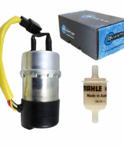quantum electric fuel pump w/ fuel filter for kawasaki vulcan nomad (vn1500) carbureted 1999-2001, replaces 49040-1063 (8mm in/outlets)