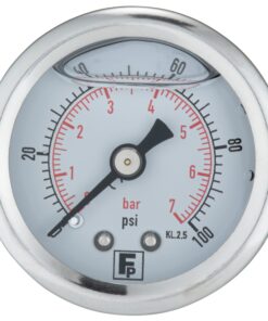 fp glycerine filled pressure 40mm gauge 0-100psi (0-7 bar) 1/8th npt rear connection