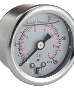 fp glycerine filled pressure 40mm gauge 0-100psi (0-7 bar) 1/8th npt rear connection