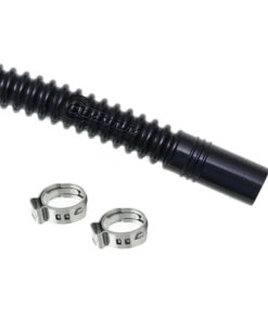 FP Convoluted Fuel Flex Hose - Ends - ID 8mm & ID 8mm / Length 300mm & Pex Clamps (Black)